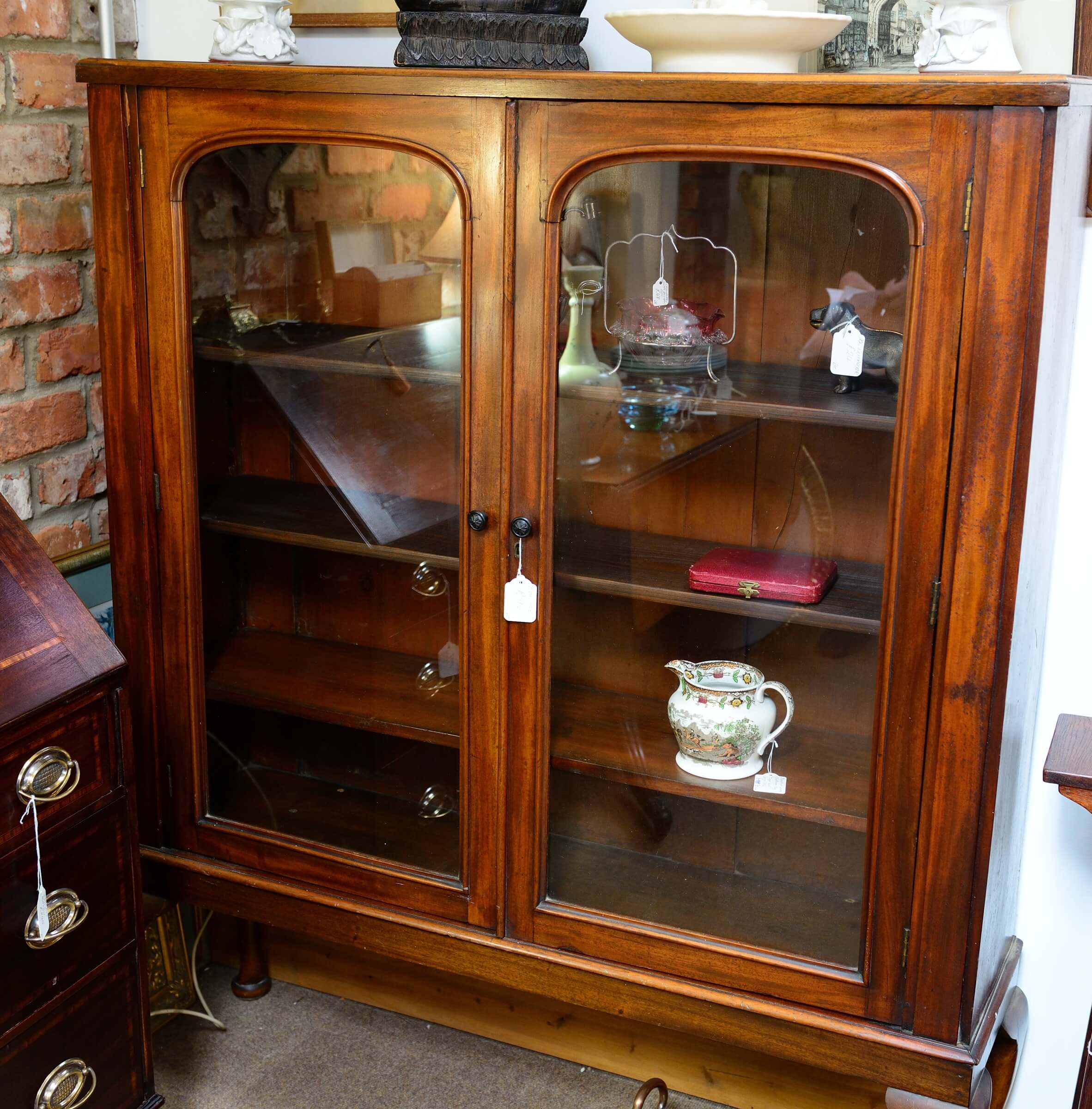 Glazed Bookcase on Queen Anne Legs